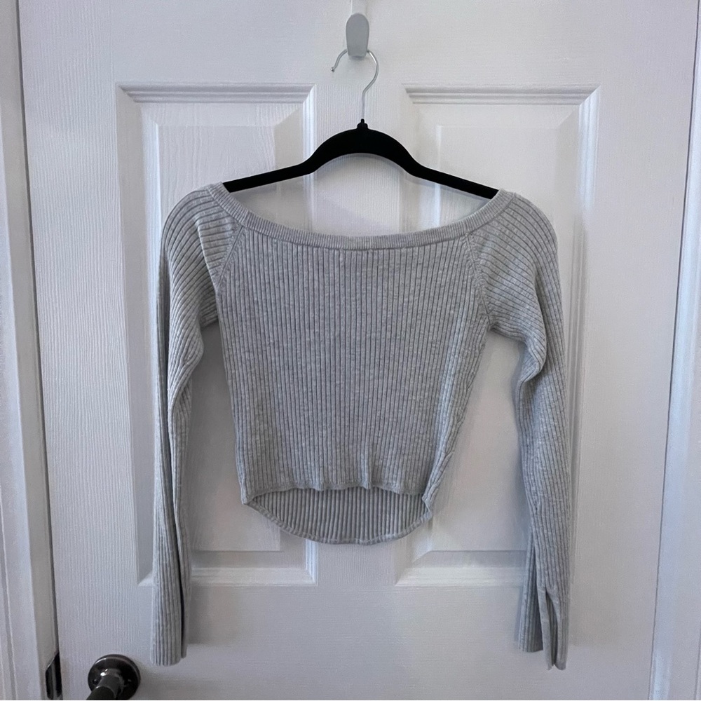 Garage Light Gray Ribbed Crop Top - Picture 3 of 3
